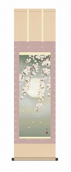 【メーカー直送】 掛け軸 床の間 掛軸 モダン 夜桜 緒方葉水 尺三 幅54.5&times;高さ約164cm｜照明 おしゃれ 家具 通販 クラセル