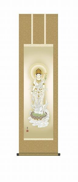 【メーカー直送】 掛け軸 床の間 掛軸 モダン 白衣観音 阿部静雅 尺三