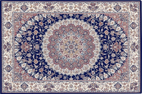【メーカー直送】 カーペット ラグ マット 200ｘ250cm 約3畳 1333/NVY おしゃれ・防炎・ホットカーペット対応・床暖房対応・メダリオンデザイン・高密度ウィルトン織・遊び毛が出にくい・エジプト製 381522501 コンセルト Prevell