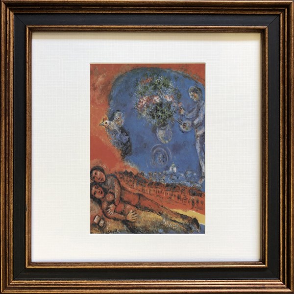 アートパネル マルク・シャガール Marc Chagall Square Frame カップル オブ ラヴァーズ ZFA-62143 壁掛け アートフレーム 絵画 アートポスター 額 北欧 モダン おしゃれ 玄関 リビング
