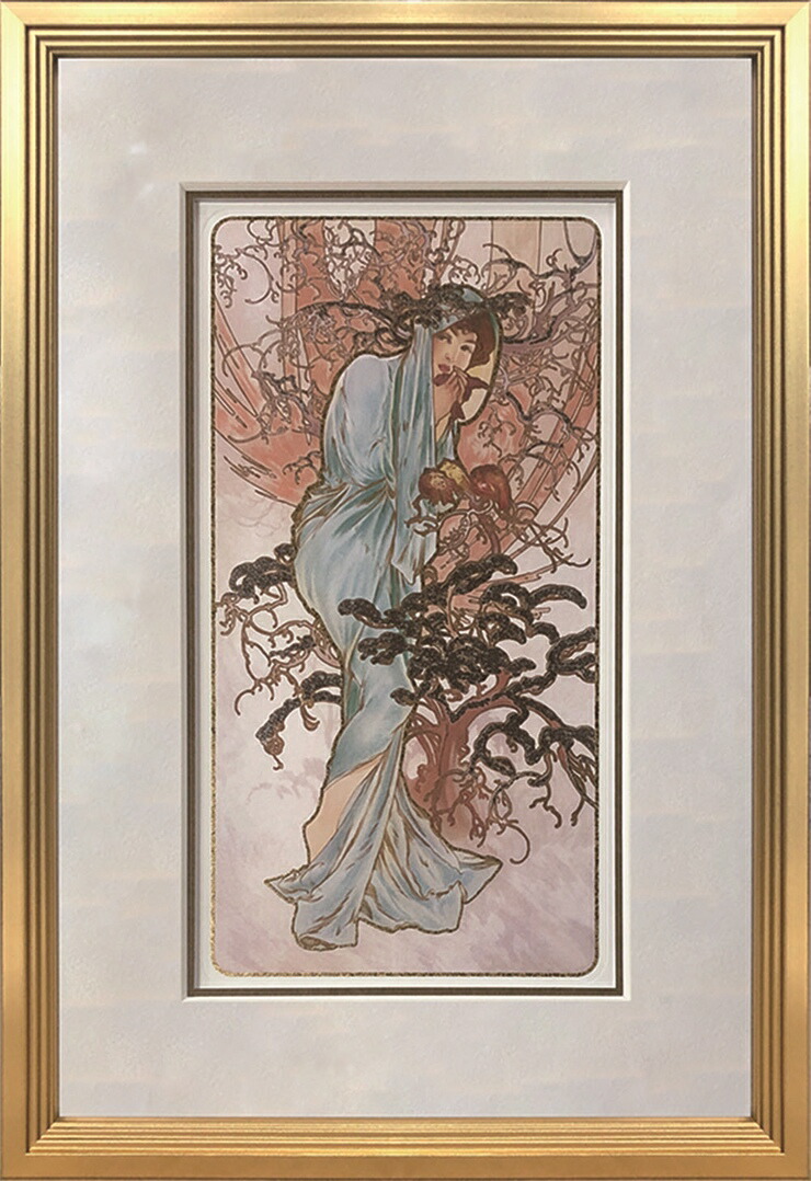 絵画 版画 額絵 おしゃれ アルフォンス・ミュシャ Winter GAM-62470 冬