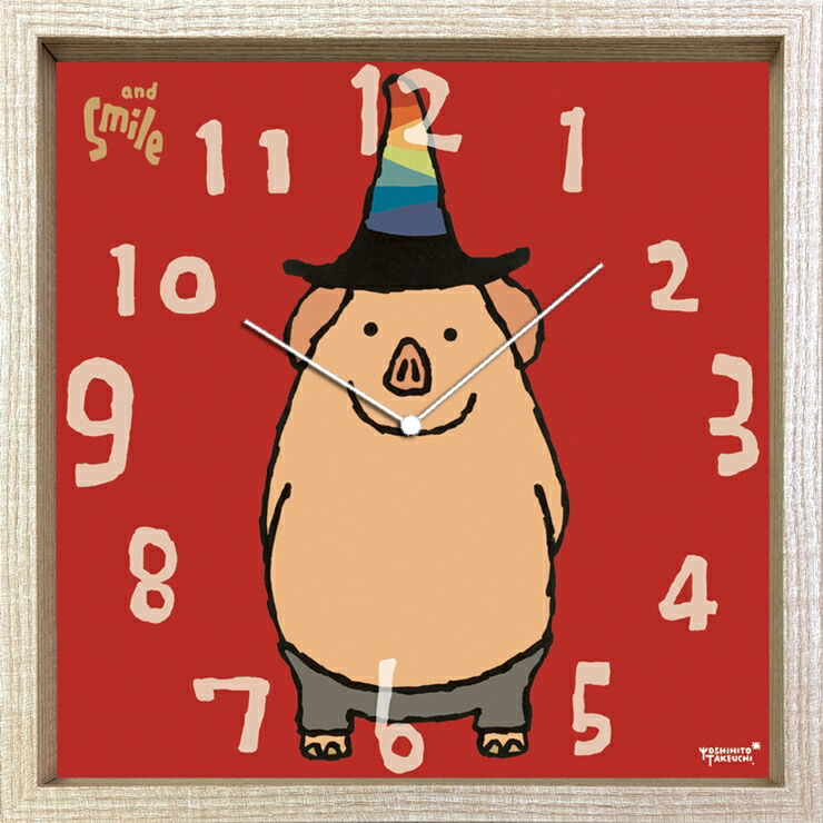 壁掛け時計 おしゃれ かわいい 動物 可愛い リビング 武内祐人 Artist Clock ブタ CAC-53820 豚