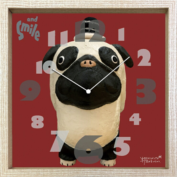 壁掛け時計 おしゃれ かわいい 動物 可愛い リビング 武内祐人 Artist Clock パグ CAC-53826 犬