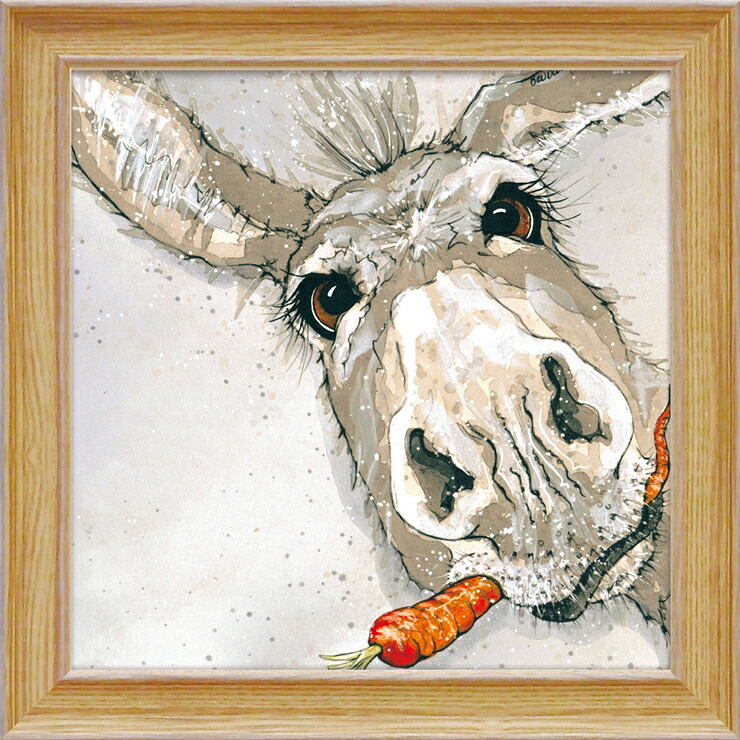 絵画 版画 額縁 おしゃれ 動物 かわいい ベヴ デイビス「クランチー ドンキー」 BD-09003 ロバ ろば