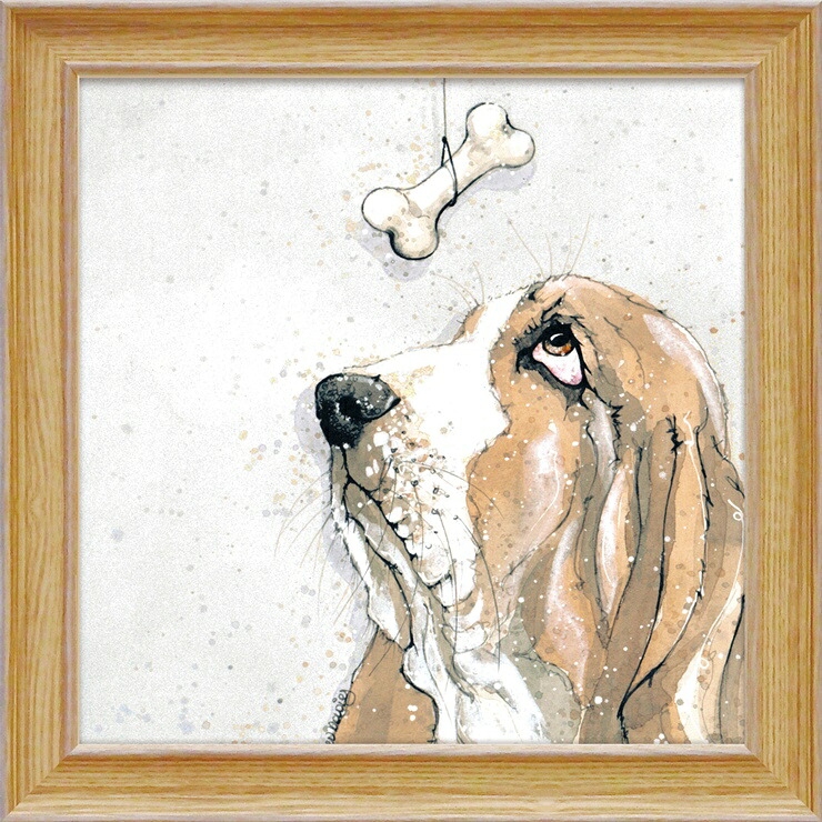 絵画 版画 額縁 おしゃれ 動物 かわいい ベヴ デイビス「トリート タイム」 BD-09004 犬 7,029円
