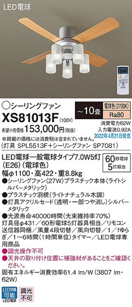 最も パナソニック シーリングファン 〜10畳 シルバー LED 電球色