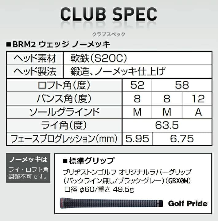 ブリヂストンゴルフ BRM2 ウェッジ(ノーメッキ) 58° BRIDGESTONE GOLF