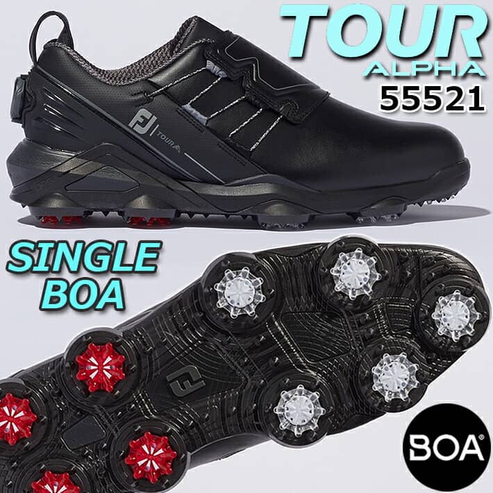 FJ TOUR ALPHA SINGLE BOA MEN'S GOLF SHOES ツアーアルファー シングル ボア メンズ ゴルフシューズ ブラック  55521 7サイズ 横幅 ウィズ 【オンラインショップ】