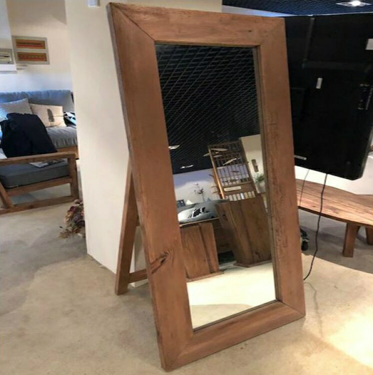 【レビュー特典付き】姿見 ミラー 全身 鏡 大型 ミラー 古材 家具 スタンドミラー 枠付き アンティーク 全身ミラー 業務用 アパレル ヴィンテージ 幅80cm 全身鏡 インダストリアル おしゃれ 木製 特大 西海岸 パイン材 かがみ