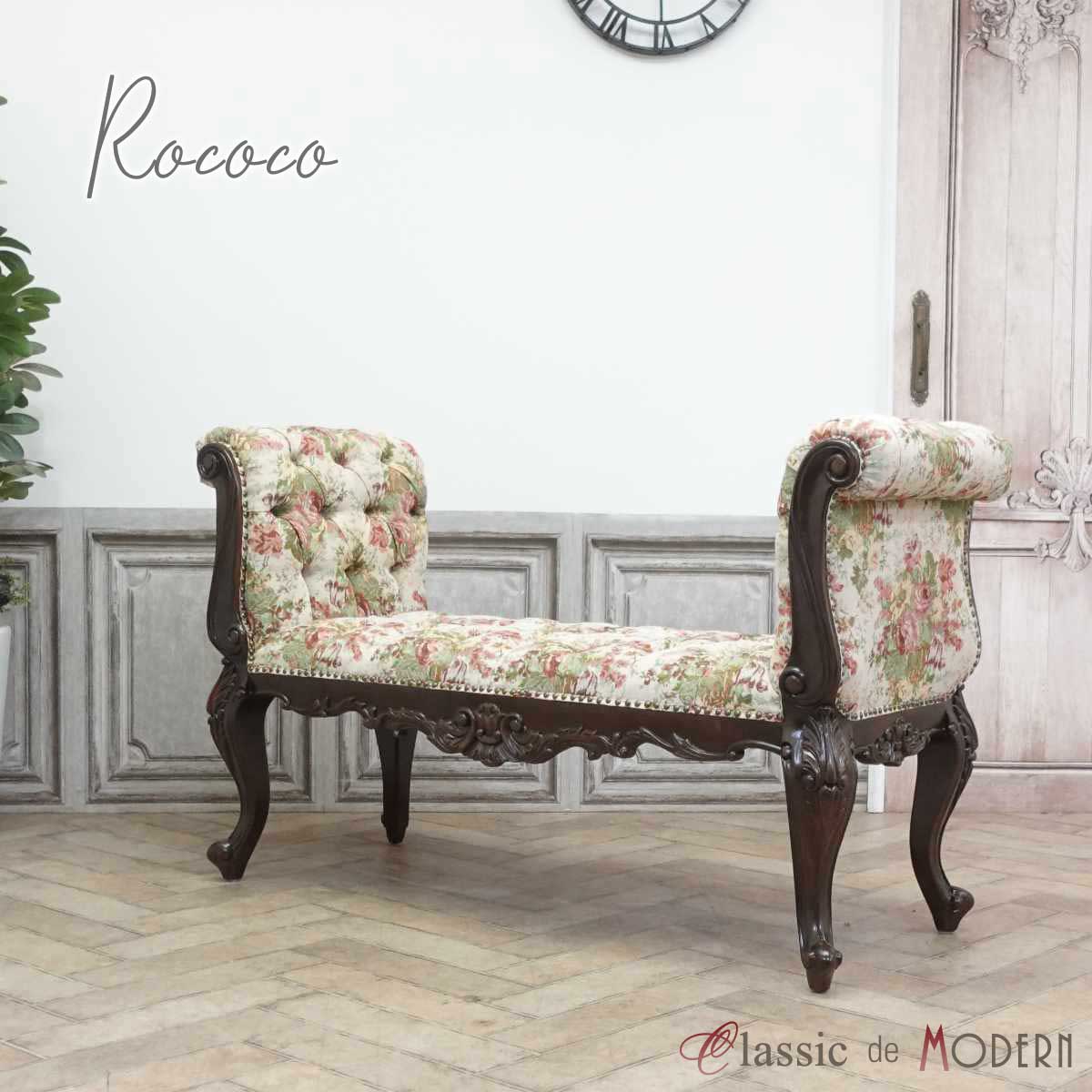 楽天市場】輸入家具 ベンチソファ アンティーク ソファ ロココ調家具