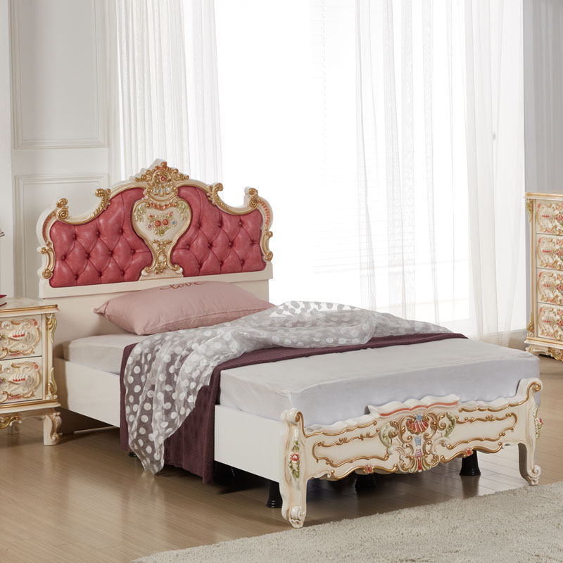 百貨店SALE執り行なう中！ ロココ 姫御前 Single寝台 さくら色 本革  2段マットレス手合い Francebed マットレス付き添い人 国産マットレス付 開梱 精神的な統合付 御前上等マットレス付 ロココ アンティーク 室内装飾 pink 晴れ晴れしい 雅びやか 姫系 さくら色 猫足 雅びやか 韓国製