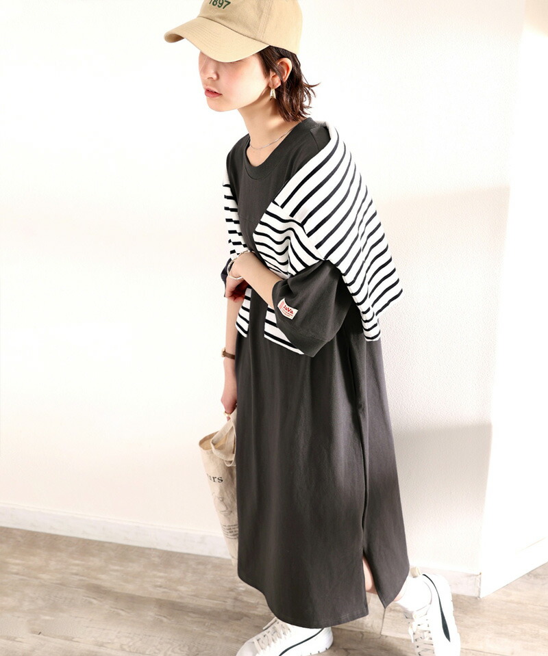 楽天市場 送料無料 ワンピース ロング マキシ丈 無地 クルーネック シンプル 大きいサイズ 大人 楽ちん 体型カバー 吸水速乾 レディース 半端袖 ５分袖 半袖 細見え 二の腕カバー クルーネック Tシャツ 長袖 Cl7019 Classical Elf クラシカルエルフ