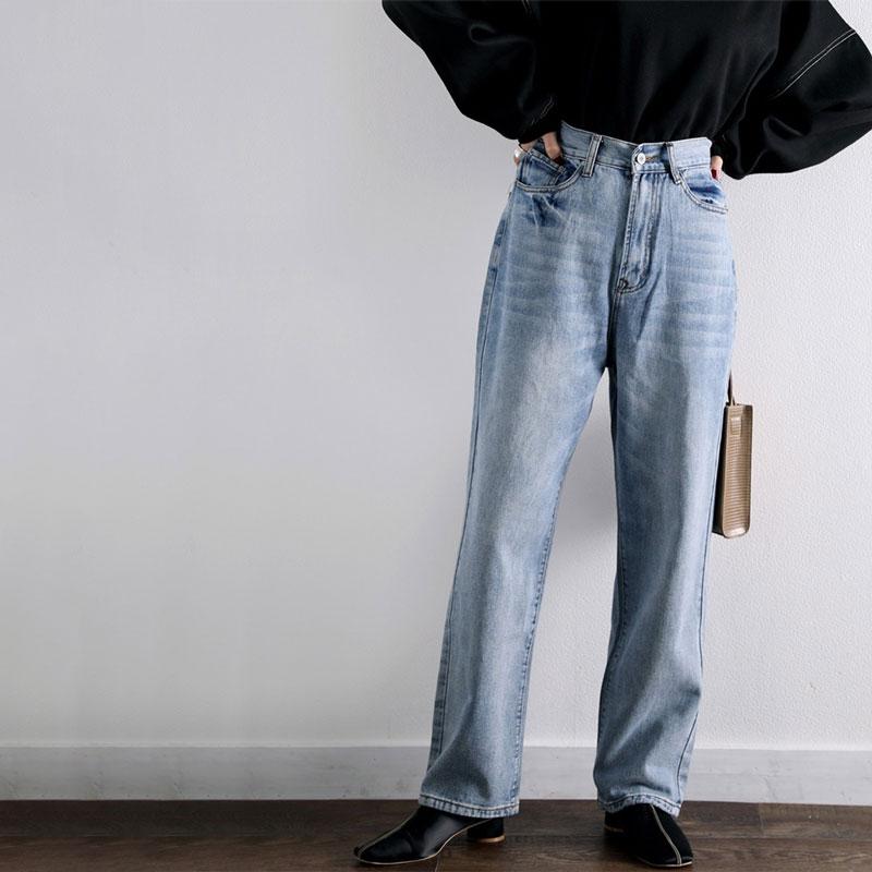 楽天市場 メール便 送料無料 デニム ジーンズ レディース チノ チノパンツ 小さいサイズ 大きいサイズ ゆったり ハイウエスト S 2l 3l 深めの股上 サルエル風 古着風 色落ち 加工 ブルー メンズ ユニセックス ストレート Elf019 Classical Elf クラシカルエルフ