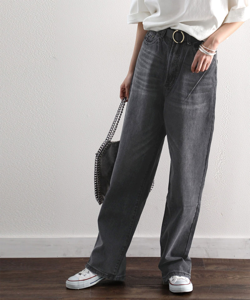 楽天市場 メール便 送料無料 デニム ジーンズ レディース チノ チノパンツ 小さいサイズ 大きいサイズ ゆったり ハイウエスト S 2l 3l 深めの股上 サルエル風 古着風 色落ち 加工 ブルー メンズ ユニセックス ストレート Elf019 Classical Elf クラシカルエルフ