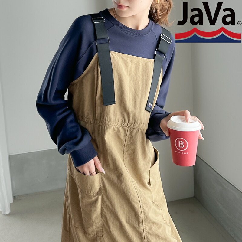 《javaジャバコラボ》 送料無料 ワンピース レディース 調節可 肩 ベルト シャカシャカ ナイロン ワンピ サイド カーゴ ポケット スリット ドロスト レイヤードコーデ 体型カバー 大きいサイズ 春 夏 2023ss クラシカルエルフ jv1010240のご紹介