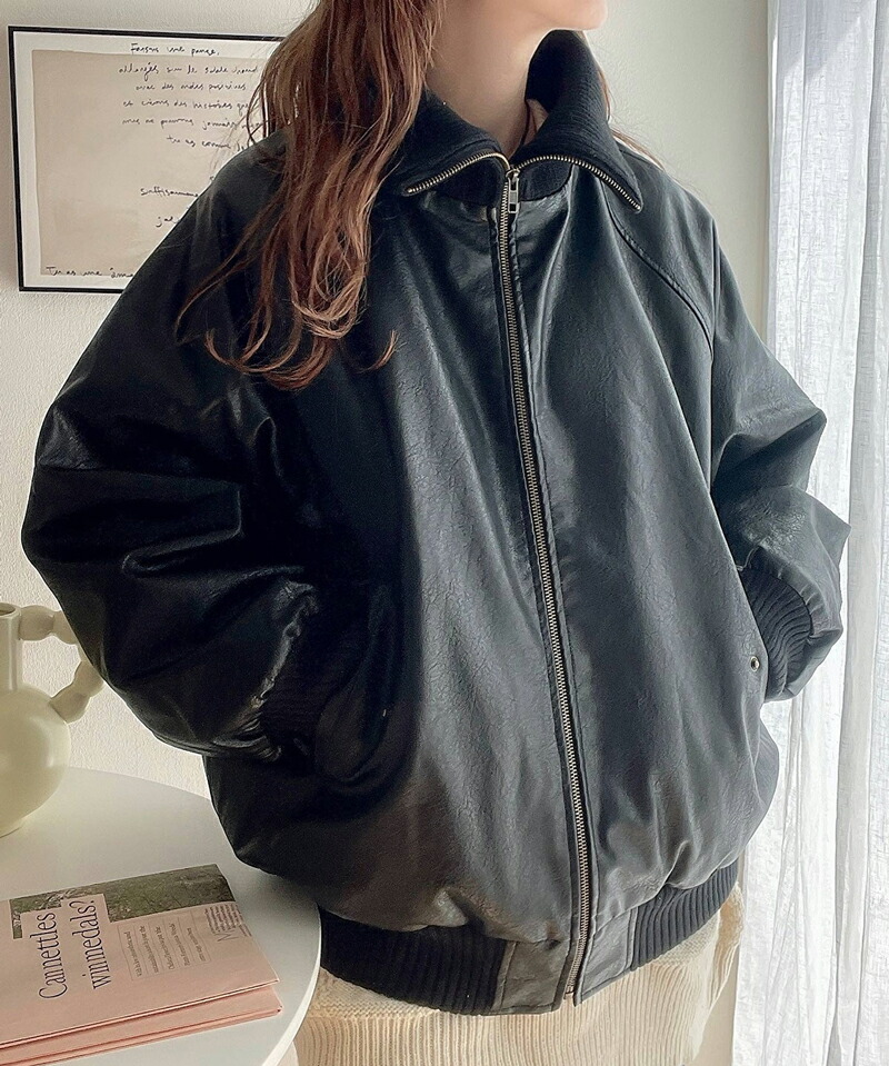 まりっちょ⭐︎teen boop オーバーレザーJK Leather like over jacket | Judin