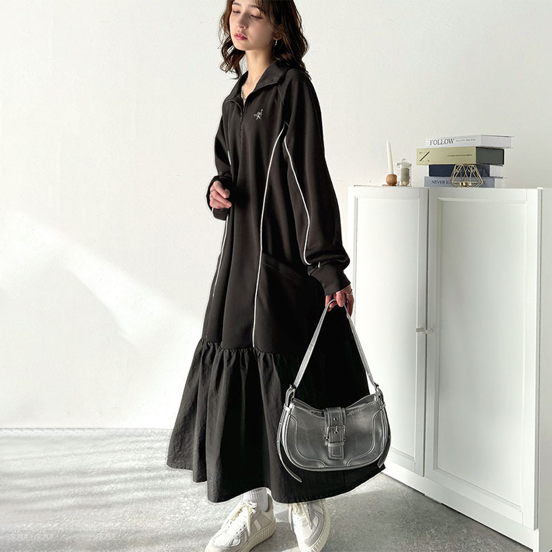 楽天市場】スポーツMIIX!胸元刺繍入り異素材ドッキングハーフジップ