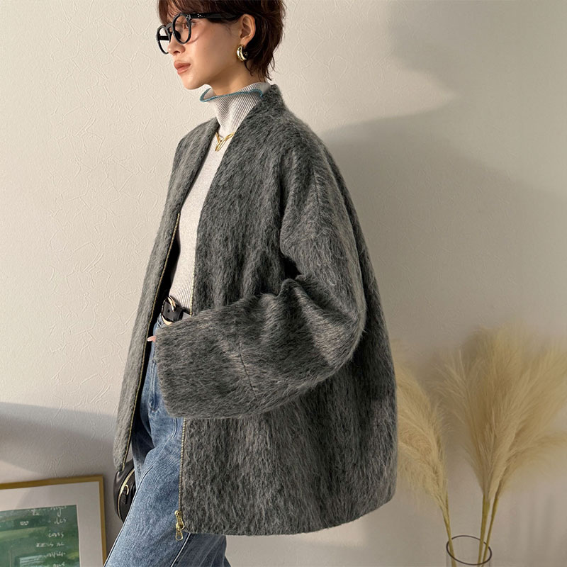 SALE／70%OFF】ウール*モヘヤブレンド シャギー ビッグ ジャケット