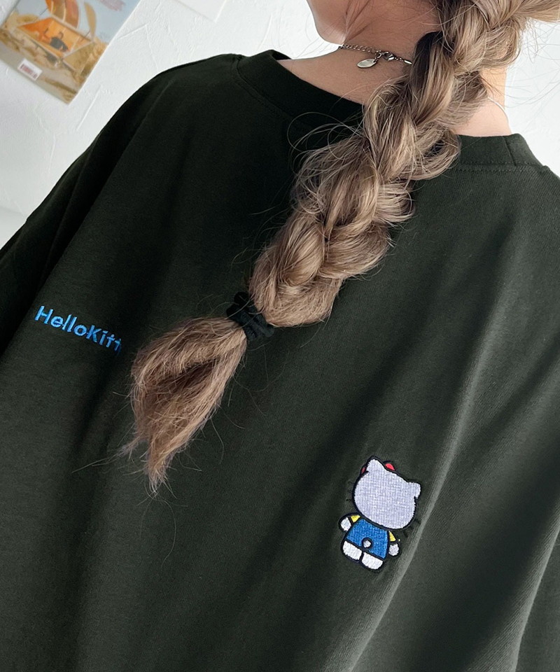 【Hello Kitty 50th Anniversary】 トップス ロンT レディース ハローキティ 綿 100％ 刺繍 クルーネック 長袖 Tシャツ キャラT ゆるっと ロングシーズン 大きいサイズ 秋 冬 クラシカルエルフ ce1320007画像