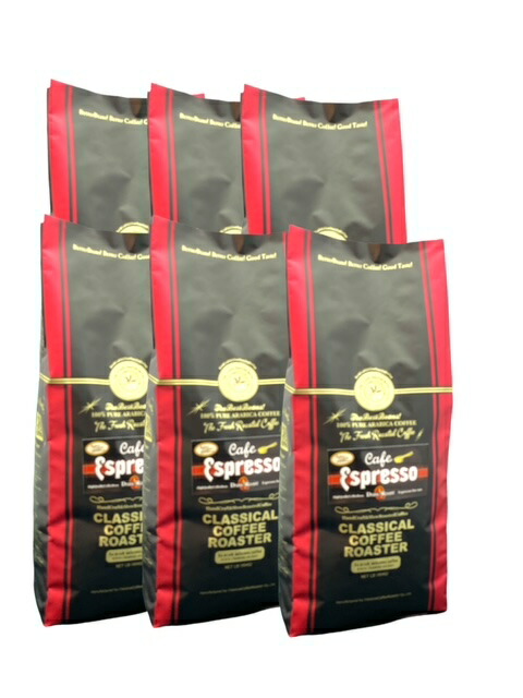 コーヒー豆 240杯分 アラビカ豆100% カフェ エスプレッソ ダークロースト 6LB( 454ｇ×6袋）セット 【 豆 】 8,880円