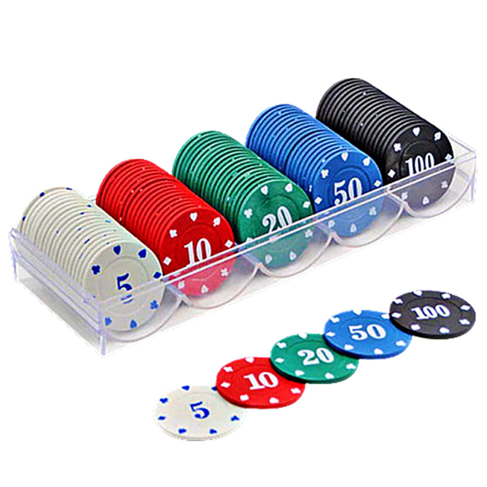 heizi カジノチップセット 100枚 カジノコイン アクリルケース付 ポーカー ブラックジャック テーブルゲーム画像