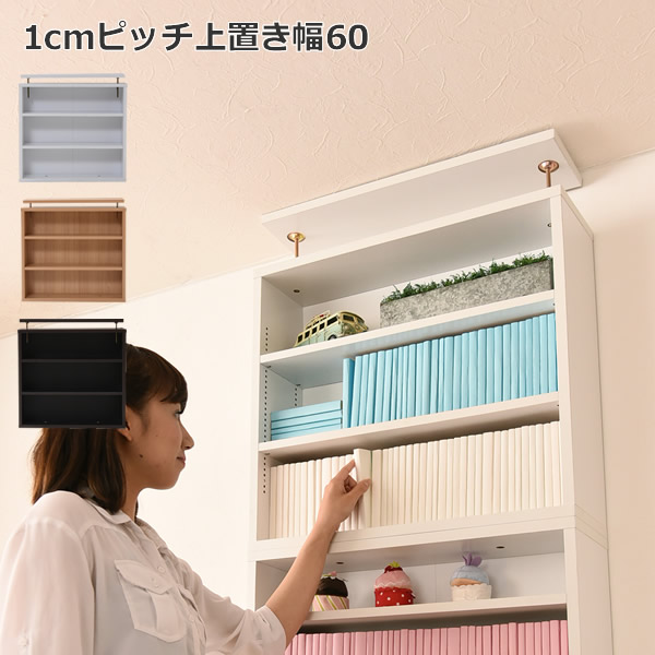 <br />1cmピッチ 薄型 大容量 文庫本ラック 上置き 幅60 本棚 壁面収納 突っ張り 木製 コミックラック 本収納 ぶんこ本 マンガ CD ブルーレイ<br />沖縄、離島への送料は別途お見積もり。メーカー発送のため代引き不可です。