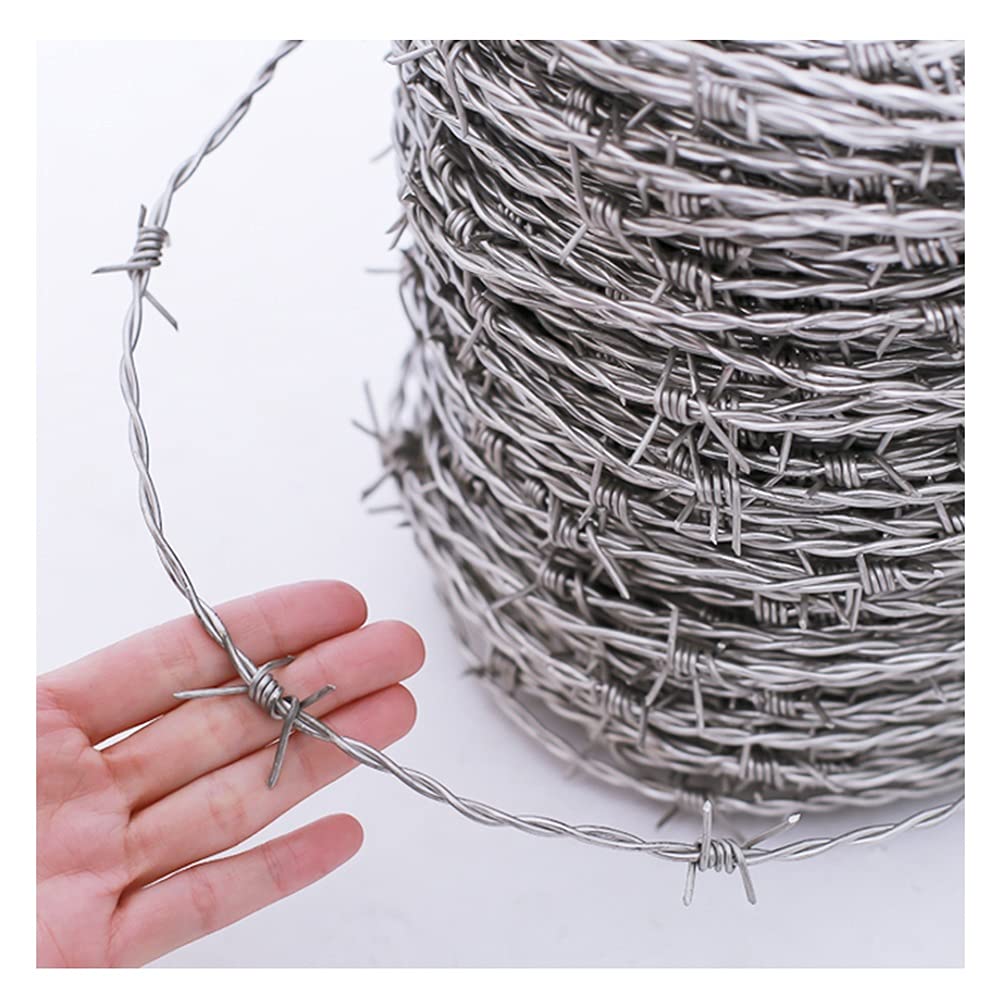 Silver 2.3mmワイヤー| 庭、裏庭、牧草地に最適 4ポイント15mmバーブ| Size : 100~200m) (Color : セキュリティフェンスバリア| 防錆性| ステンレス鋼有刺鉄線||クリーニングエイト