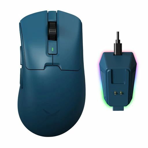 DELUXM900PROゲーミングマウス無線電話、8000サイクルポーリング単位料金、63g軽さ、大手用、PAW3395検知器26000DPI、Huanoサクラ色取り替えっこ、磁石式申し受ける軍事基地付き添い人(ネイビーブルー)