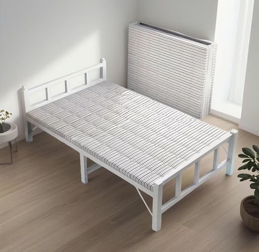 TUIYIDUOベッドフレームシングルベッドシルクコットンマットレス付き耐荷重300kg幅70cm折り畳みベッド炭素鋼三角形補強頑丈安定静音完成品組立不要仮眠臨時住居自宅用(白い)幅70x奥行き186x&hellip;｜クリーニングエイト