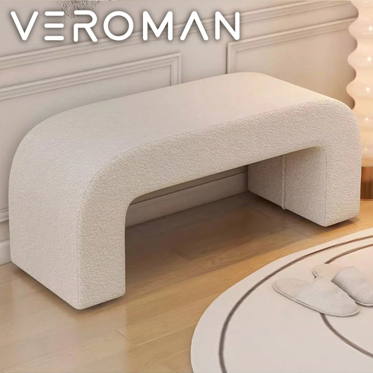 もこもこ キュート チェア 高さ45cm] オットマン ふわふわ もこもこベンチ シンプル 韓国家具 韓国インテリア ベンチ [横幅100cm モダン 玄関 スツール 足置き｜クリーニングエイト