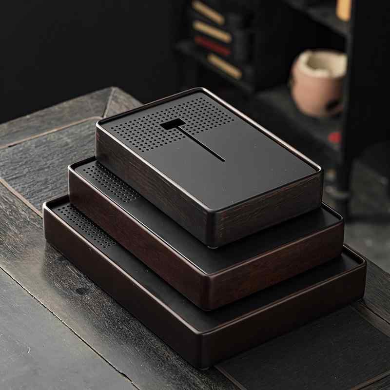 茶盤 木製 烏檀 エボナイト 貯水式 乾式 排水式 急須置き ティートレー 家庭用 ミニ 茶台 道具 コンパクト 卓上 モダン シンプル｜クリーンライフショップ
