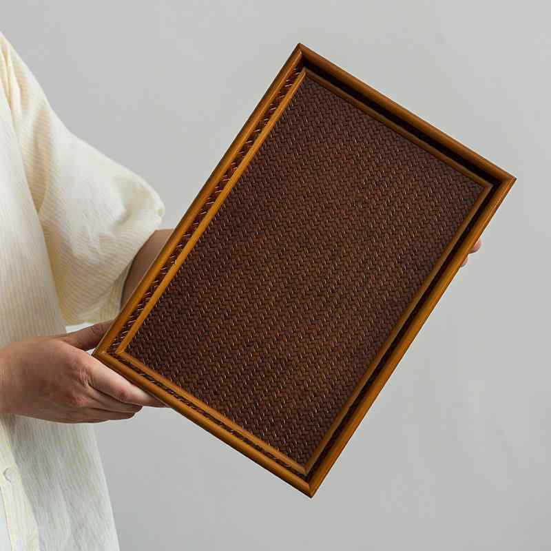 茶盤 トレイ 竹製 藤編み 卓上 おしゃれ 和風 伝統工芸 功夫茶 茶器 プレート｜クリーンライフショップ