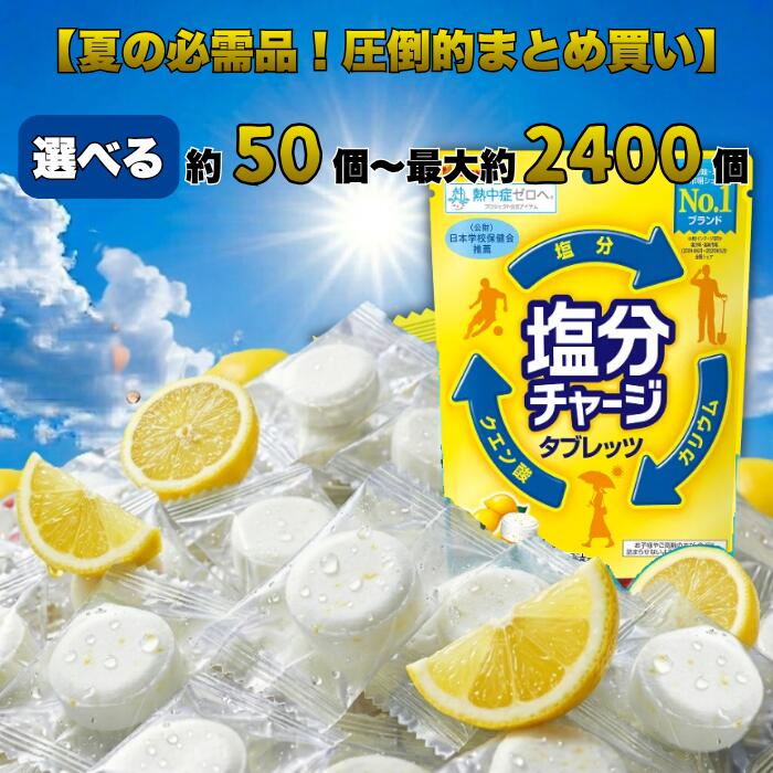 カバヤ 塩分チャージタブレッツ 塩レモン味 選べる 約50個～約2400個 大容量 業務用 まとめ買い クエン酸 熱中症対策 暑さ対策 塩分補給 タブレット 現場 部活 オフィス 差し入れ 個包装 【送料無料】 4,882円