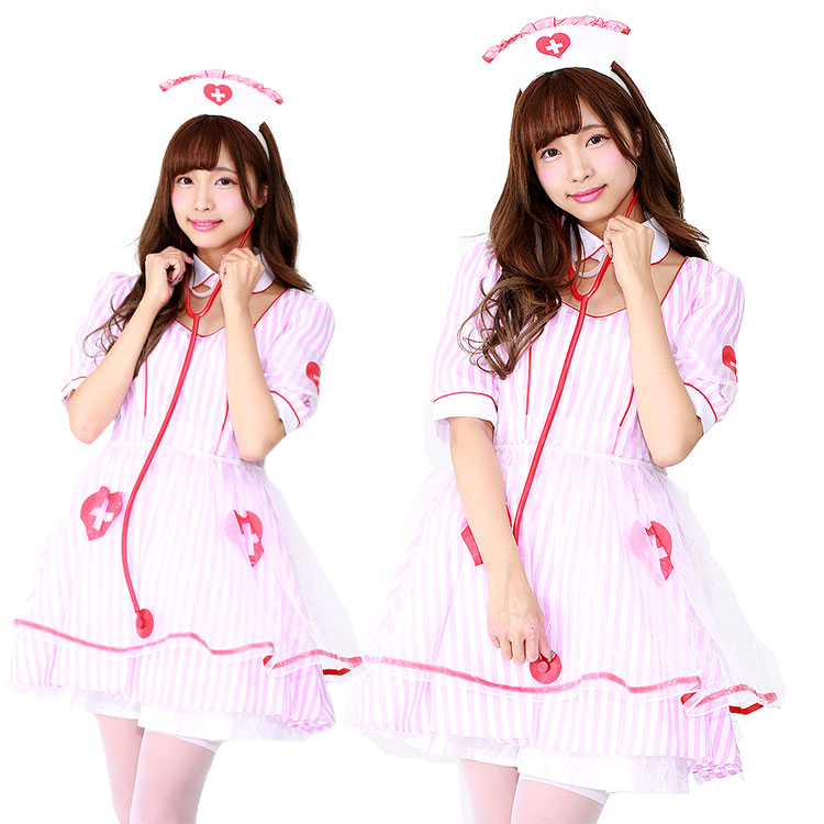 【楽天市場】【公式】【コスプレ ハロウィン ナース】 HW ピンクソーダナース ストライプ 衣装 忘年会 コーデ カラフル パステル おしゃれ ...