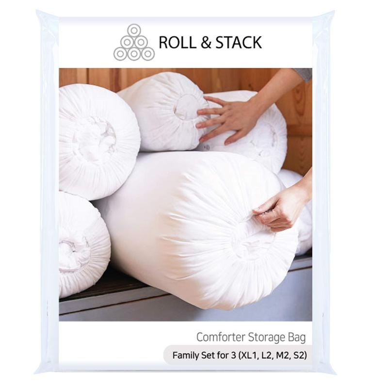 Roll&Stack ロールアンドスタック　ふとん収納袋 - 3人家族 (XL1 L2 M2 S2) White