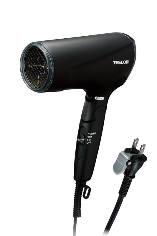 テスコム (TESCOM) ドライヤー プロテクトイオン 折りたたみ 速乾 小型 軽量 冷温風 Speedom ラク抜きプラグ ブラック TD570A-K
