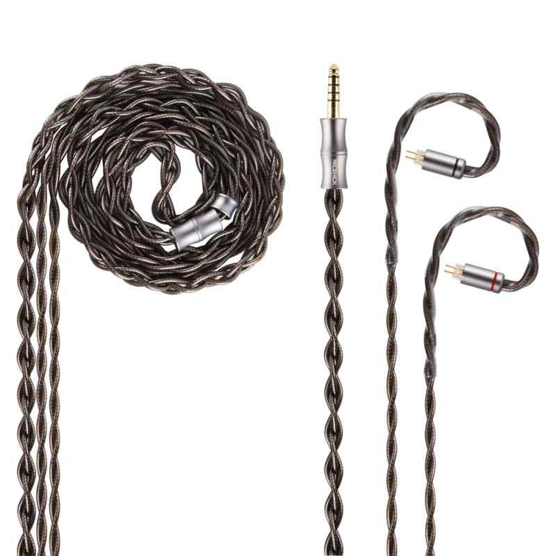 NICEHCK DuskSky イヤホンリケーブル アップグレードケーブル 0.78mm 2pin 4.4mm 6N純銀が入った 五つの材質の混合 hifiリケーブル ダークグレー 交換用 イヤモニ 音質改善 金属製コネクタ 着脱式 1.2m D