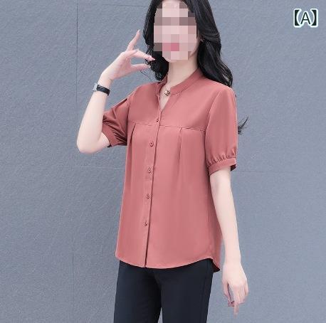 シャツ レディース 半袖 Tシャツ 接触冷感 チュニック ゆったり おしゃれ トップス きれいめ ブラウス カットソー 体型カバー オフィス カジュアル 薄手 通勤 韓国風 春夏 ピンク系 グリーン2