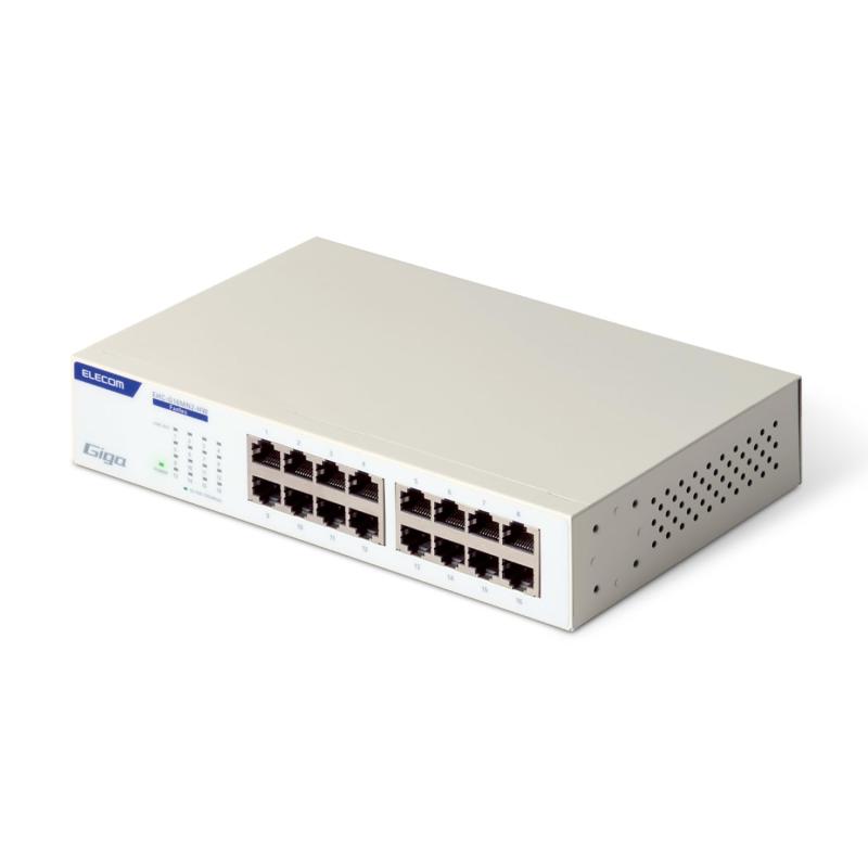 エレコム スイッチングハブ ギガビット 16ポート 電源内蔵 金属筺体 簡易パッケージ EHC-G16MN2A-HW|clearstore
