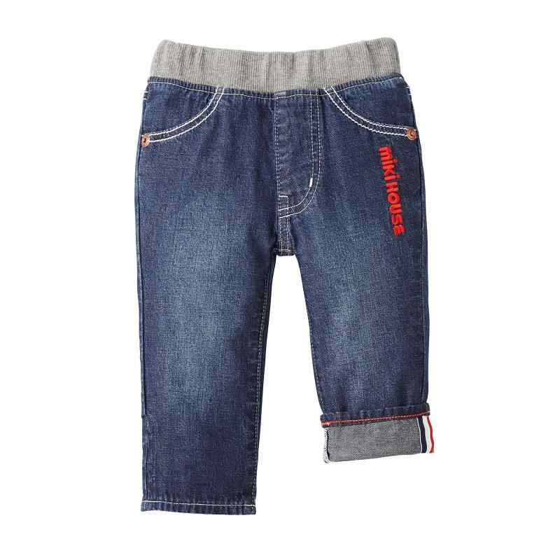 [ミキハウス] パンツ ロングパンツ ズボン デニム ヒッコリー ロゴ シンプル 男の子 女の子 ベビー キッズ 子供服 10-3205-490｜clearstore