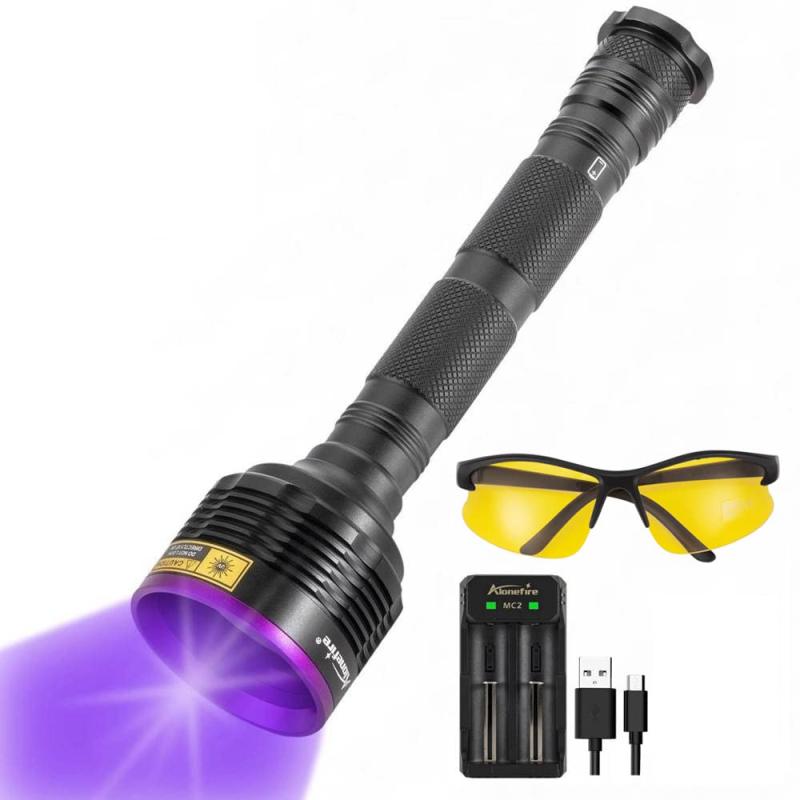 Alonefire SV56 30W 紫外線 ブラックライト 強力 UV LED ライト 波長365nm USB充電式 アニサキスライト ウッド灯検査 ペット尿検出器 スコーピオン 鑑定 真贋 レジン用 硬化、猫真菌、釣り、鉱物 用 UV