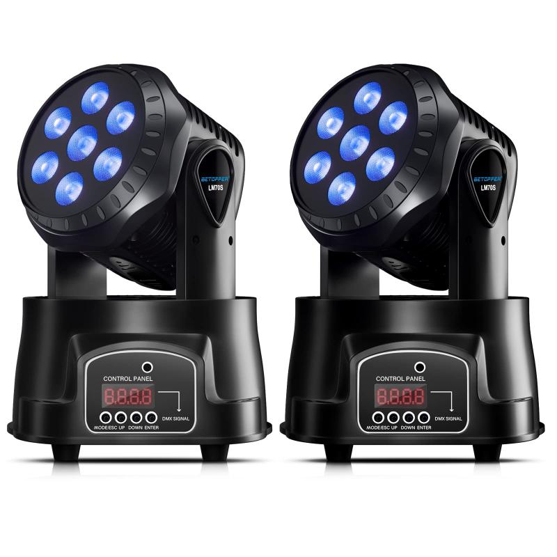 BETOPPER ムービングライト 7x8W RGBW LED 舞台照明ディスコライト ステージライト7色変換 DMX512 9/14CH パーティライト DJ disco light for party 高速回転 音声連動 結婚式/パーティー/カラオケ