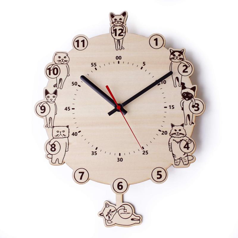 ヤマト工芸 CATS clock N サイズ：約W27.5 D4.5 H33.5 YK18-003｜clearstore
