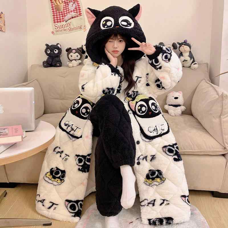 パジャマ レディース ルームウェア 上下セット 冬 珊瑚マイヤー あったか かわいい 厚手 裏起毛 フード付き 部屋着 寝巻き 寝間着 長袖 長ズボン 女性用