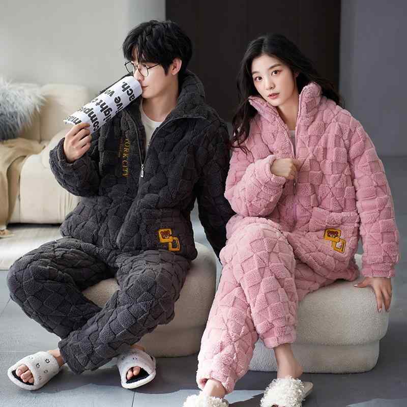 パジャマ 秋冬 レディース メンズ 三層 あったか 裏起毛 フリース 寝巻き 上下セット 部屋着 ルームウェア 高齢者 シニア 暖かい 長袖 長ズボン 厚手 防寒 冷え対策 伸縮性 ラウンドネック 襟なし リラックス ゆったり 快適 普段使い かわいい