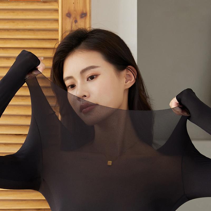 レディース インナー 肌着 セットアップ 長袖 トップス 美容 スキンケア 保温 接触温感 秋 冬 女性 婦人 薄手 静電気防止 L XL ブラック シルバーグレー ベージュ2