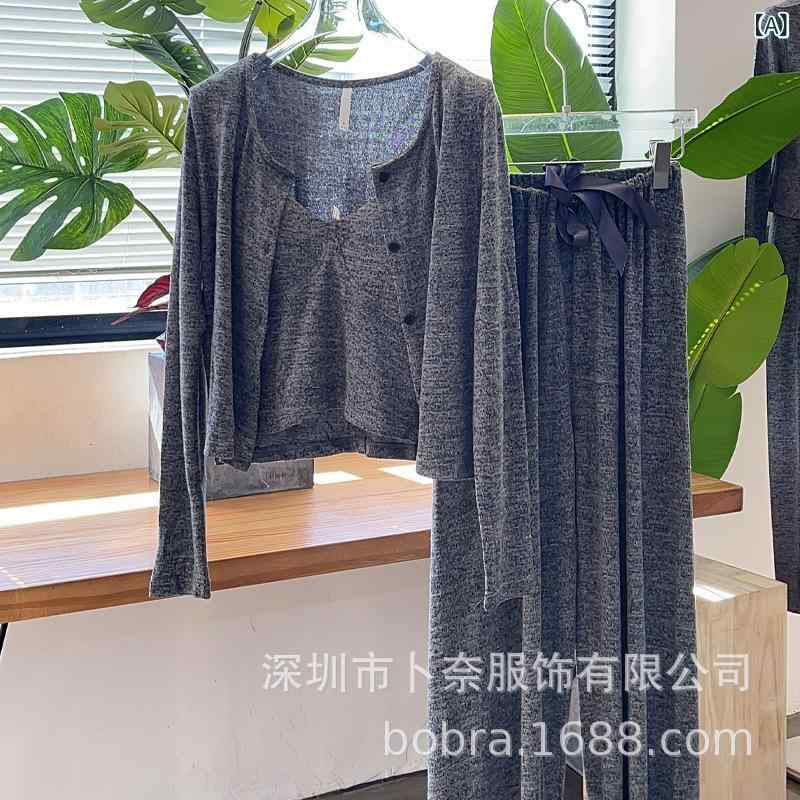 パジャマ レディース 春秋 長袖 ルームウェア 上下セット 3点セット Vネック 磨毛 部屋着 寝間着 黒 グレー ピンク 花柄 伸縮性 保温性2