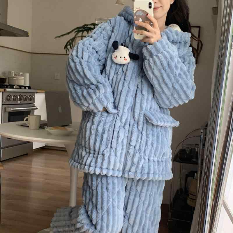 パジャマ レディース 冬 上下セット 珊瑚フリース 裏起毛 厚手 かわいい ルームウェア 部屋着 あったか 保温 長袖 長ズボン ポリエステル100％ M L XL XXL2
