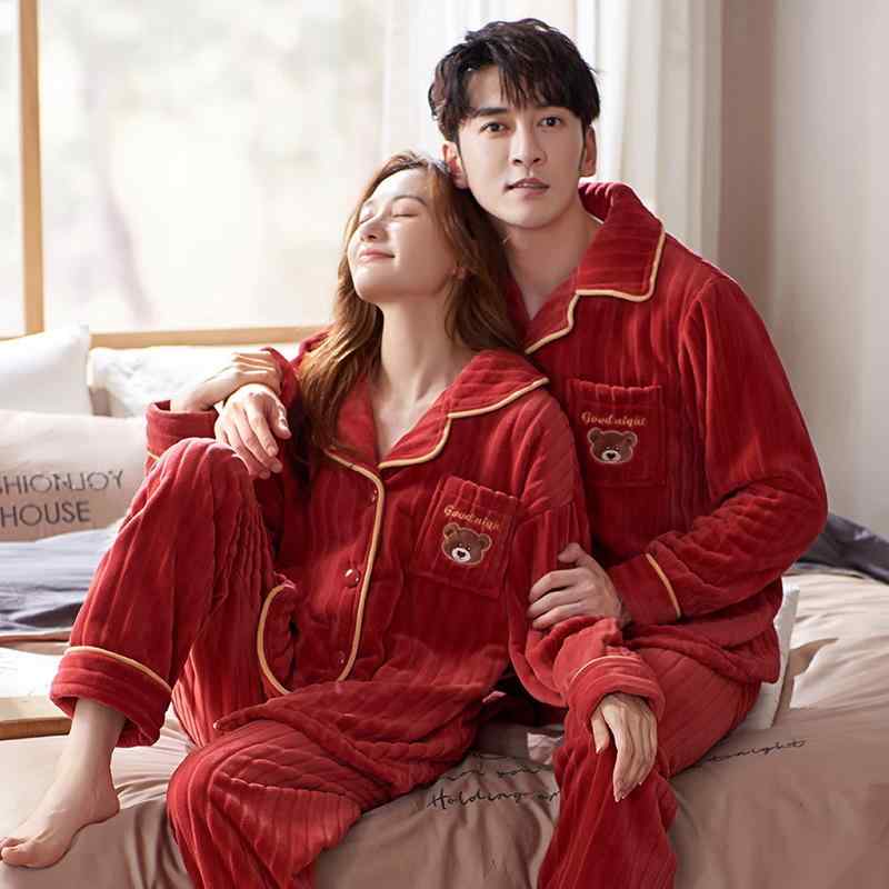 パジャマ レディース 秋冬用 厚手 新婚 珊瑚フリース ペアパジャマ フランネル 長袖 襟付き メンズ ルームウェア 寝巻き 上下セット 部屋着 あったか