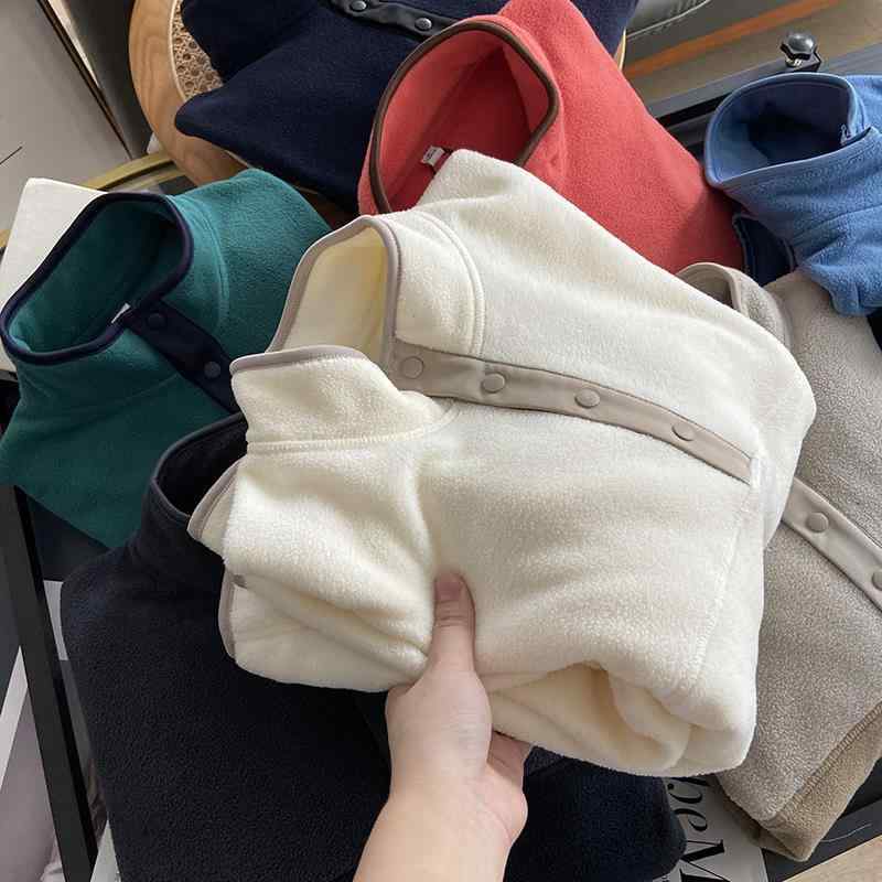フリース メンズ 男性用 ハーフジップ プルオーバー 配色 切り替え スタンドカラー 長袖 トップス 普段使い アウトドア 秋冬 深グレー ベージュ ブルー系